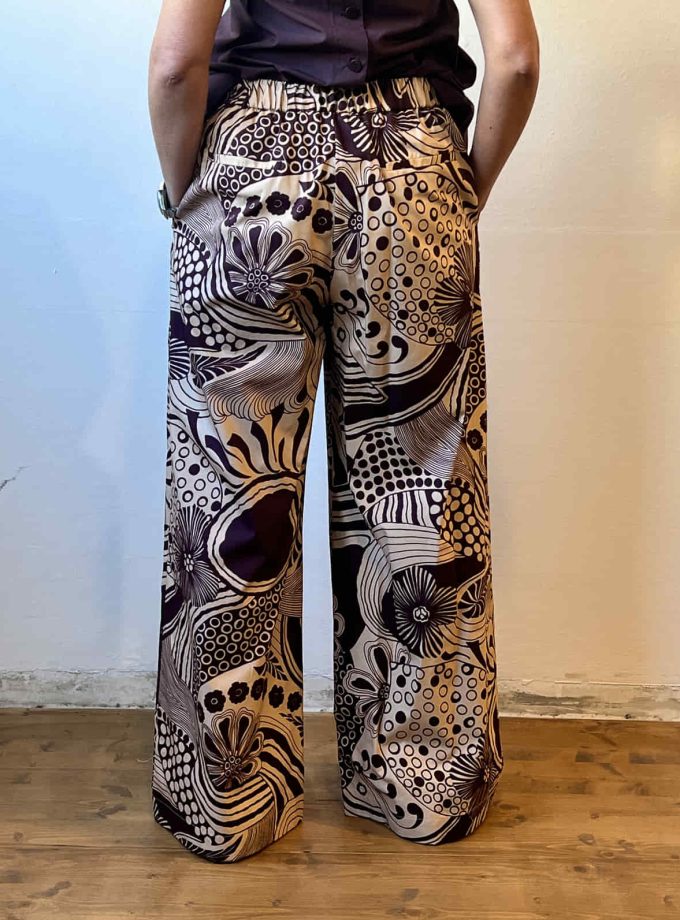 Pantalone palazzo fantasia con pinces Ottod'Ame