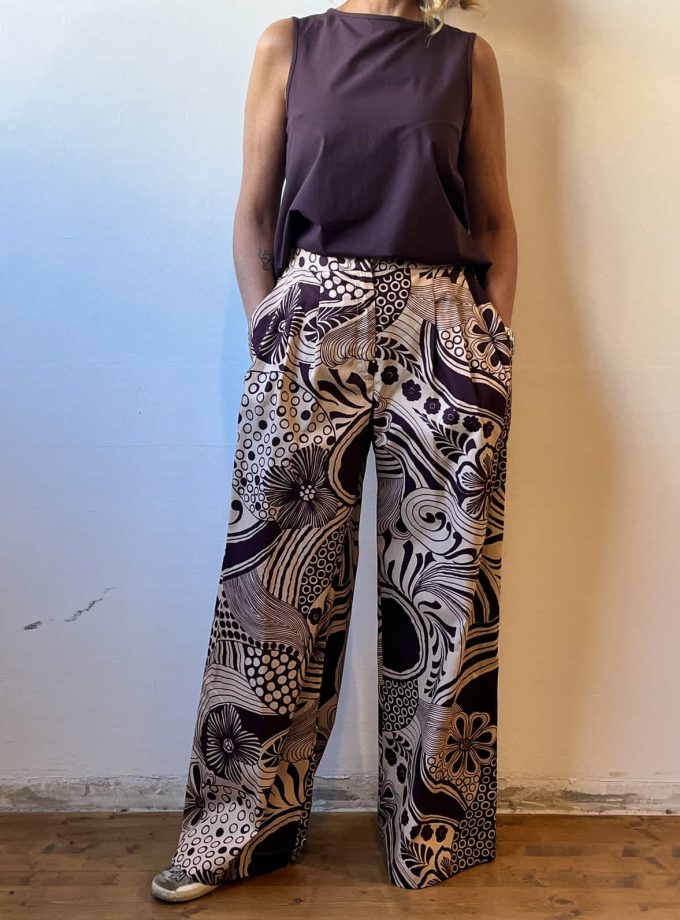 Pantalone palazzo fantasia con pinces Ottod'Ame