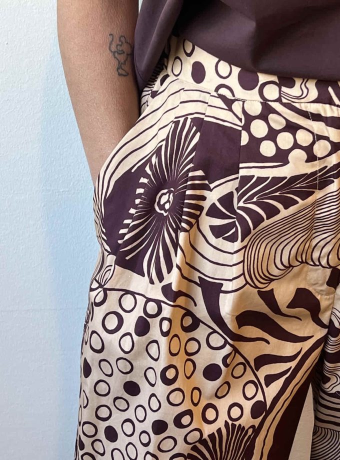 Pantalone palazzo fantasia con pinces Ottod'Ame