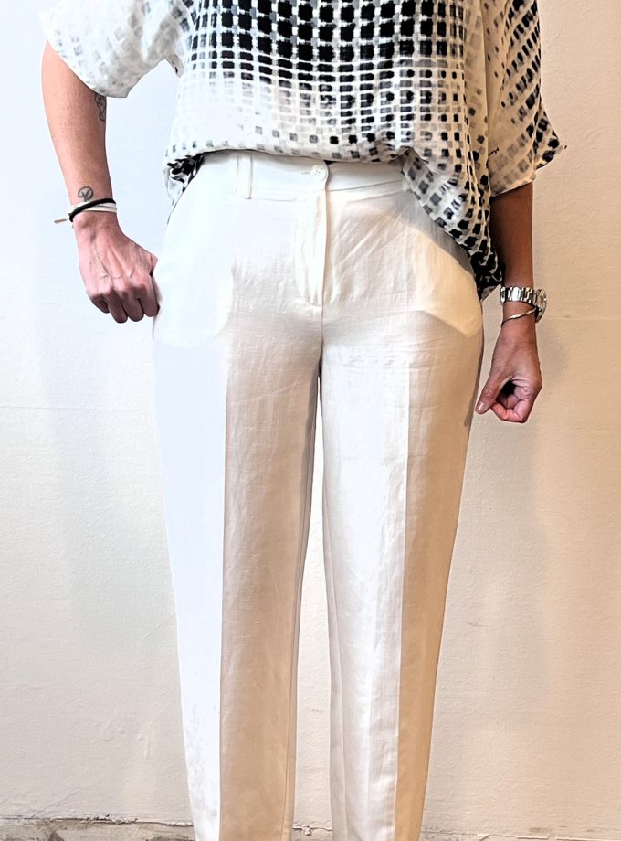 Pantalone straight misto lino Manila Grace