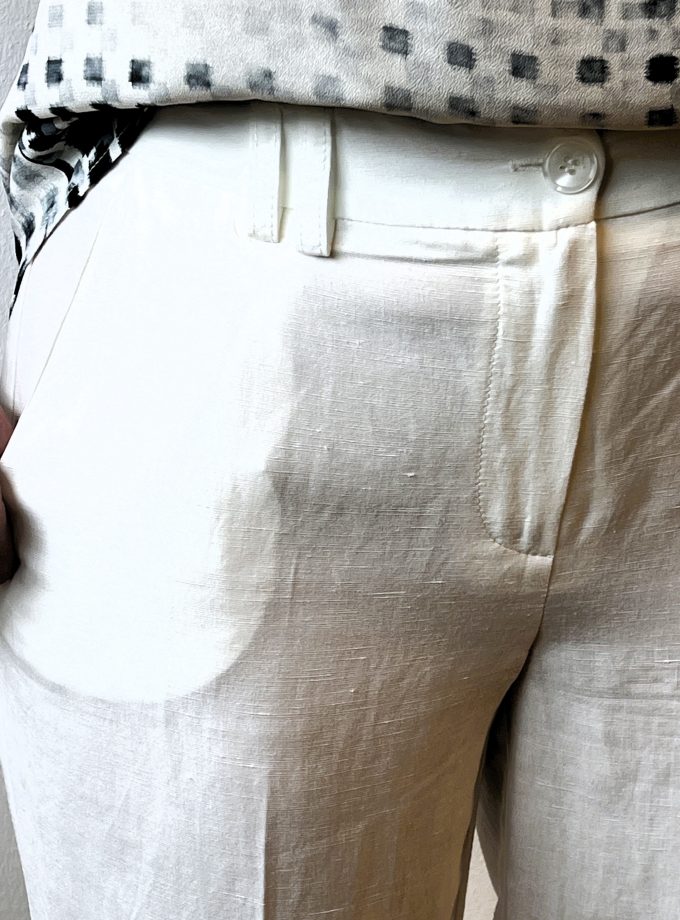 Pantalone straight misto lino Manila Grace