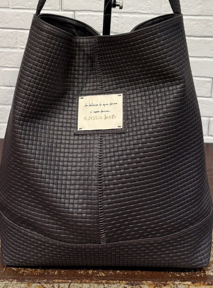Secchiello in pelle intrecciata Alessia Santi